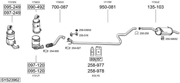 Sistema de gases de escape BOSAL SYS23962