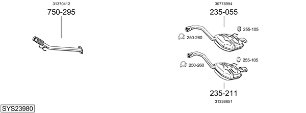 Sistema de gases de escape Volvo V70 III