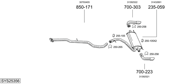 Sistema de gases de escape Volvo XC60 I SUV