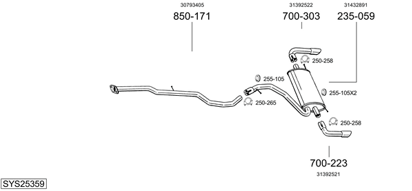 Sistema de gases de escape Volvo XC60 I SUV