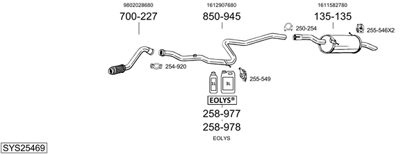 Sistema de gases de escape Peugeot PARTNER Box Body/MPV