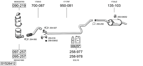 Sistema de gases de escape Peugeot PARTNER Platform/Chassis