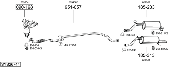Sistema de gases de escape Opel CORSA D