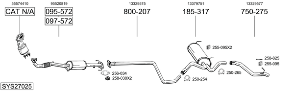 Sistema de gases de escape Vauxhall ASTRAVAN Mk V Estate Van