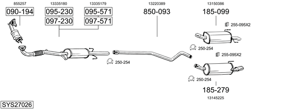Sistema de gases de escape Vauxhall ASTRA Mk V Sport Hatch