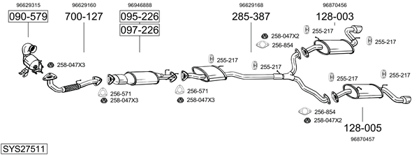 Sistema de gases de escape Chevrolet CAPTIVA Van