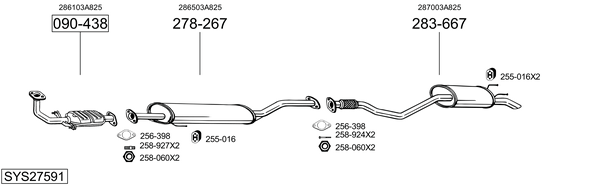Sistema de gases de escape Hyundai TRAJET Box Body/MPV