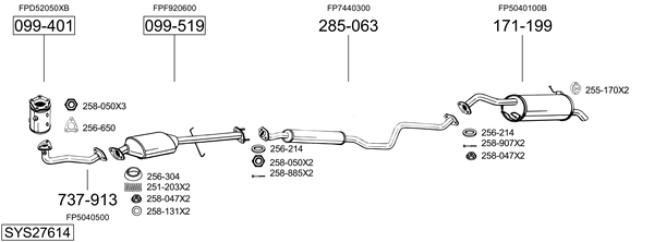 Sistema de gases de escape Mazda PREMACY Van