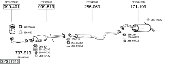 Sistema de gases de escape Mazda PREMACY Van