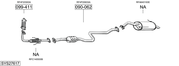 Sistema de gases de escape Mazda PREMACY Van