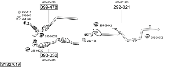 Sistema de gases de escape Mercedes-Benz V-CLASS Van