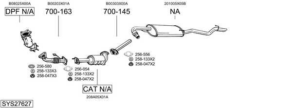 Sistema de gases de escape Nissan PATHFINDER III VAN