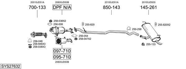 Sistema de gases de escape Nissan QASHQAI I VAN
