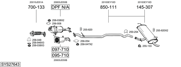 Sistema de gases de escape Nissan QASHQAI I VAN · Nissan QASHQAI +2 VAN