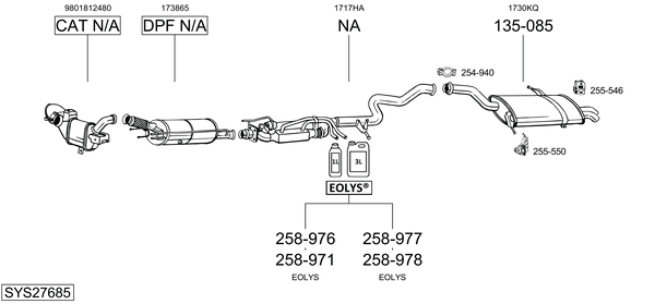 Sistema de gases de escape Peugeot 5008 I Van