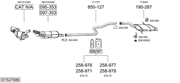 Sistema de gases de escape Peugeot 5008 I Van