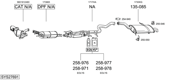 Sistema de gases de escape Peugeot 5008 I Van