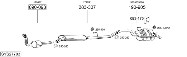 Sistema de gases de escape Peugeot 807 Van