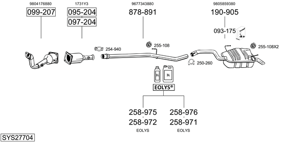 Sistema de gases de escape Peugeot 807 Van