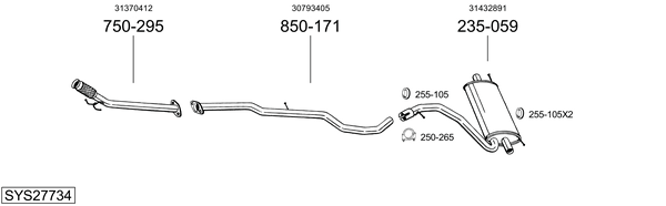 Sistema de gases de escape Volvo XC60 I VAN