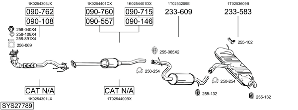 Sistema de gases de escape Vw TOURAN VAN
