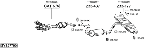 Sistema de gases de escape Vw TOURAN VAN