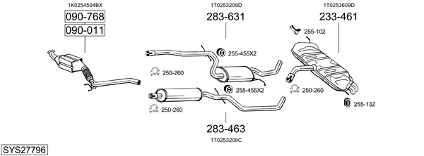 Sistema de gases de escape Vw TOURAN VAN