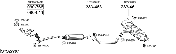 Sistema de gases de escape Vw TOURAN VAN