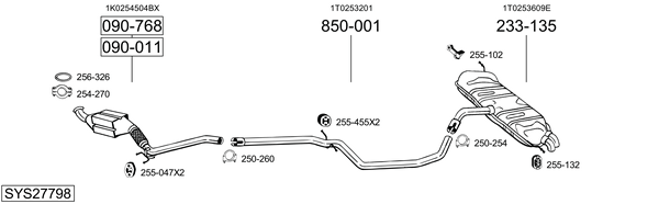 Sistema de gases de escape Vw TOURAN VAN