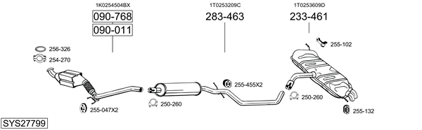 Sistema de gases de escape Vw TOURAN VAN