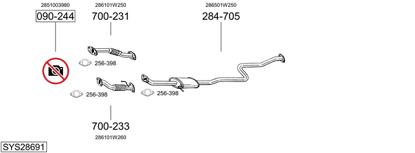 Sistema de gases de escape Kia RIO III Saloon