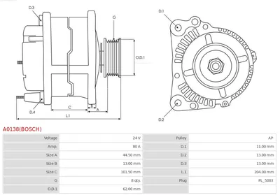 Alternador AS-PL A0138(BOSCH)