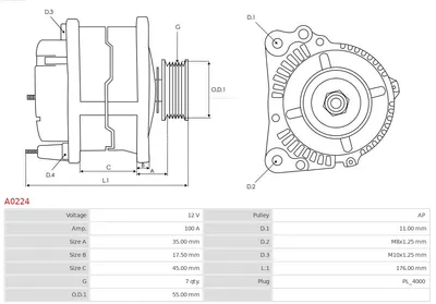 Alternador Toyota PREVIA II · Toyota RAV 4 II · Toyota AVENSIS VERSO