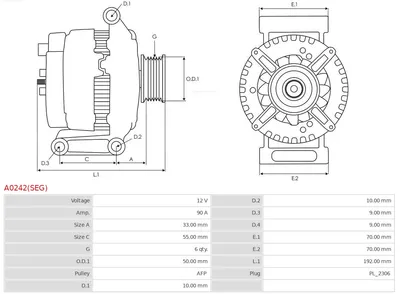 Alternador Mercedes-Benz C-CLASS · Mercedes-Benz VITO Bus · Mercedes-Benz C-CLASS T-Model