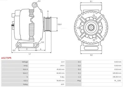 Alternador Volvo S80 I · Volvo V70 II · Volvo S60 I