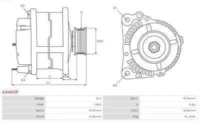 Alternador Alfa Romeo GT · Citroën XANTIA · Citroën EVASION MPV