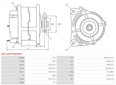 Alternador AS-PL A5171(MITSUBISHI)