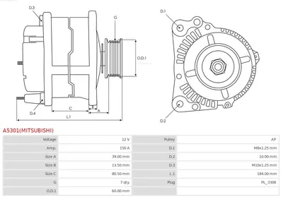 Alternador Nissan PATROL VI · Infiniti QX56 · Infiniti QX80