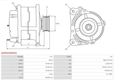 Alternador Toyota PREVIA II · Toyota RAV 4 II · Toyota AVENSIS VERSO