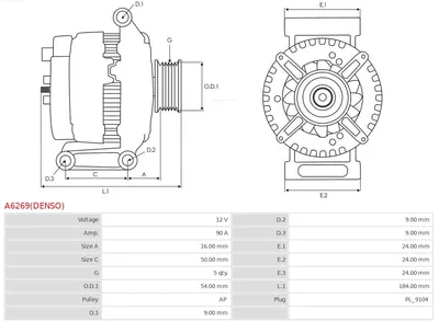 Alternador Alfa Romeo MITO · Fiat UNO · Fiat BRAVA
