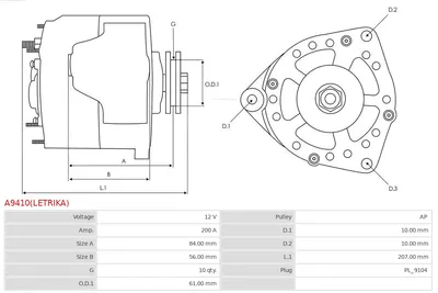 Alternador AS-PL A9410(LETRIKA)