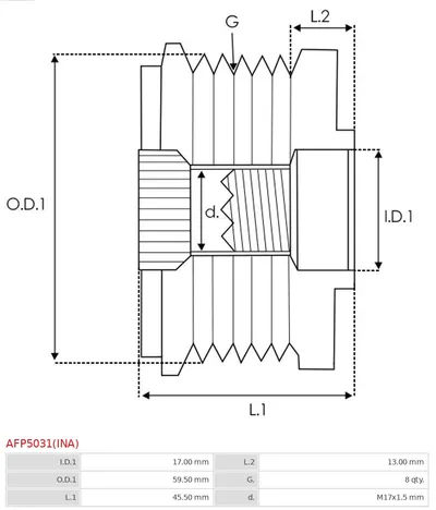 Rueda libre alternador AS-PL AFP5031(INA)