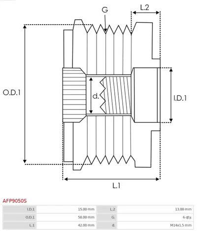 Rueda libre alternador AS-PL AFP9050S
