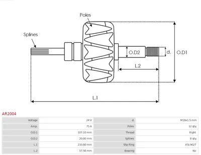 Rotor, alternador AS-PL AR2004