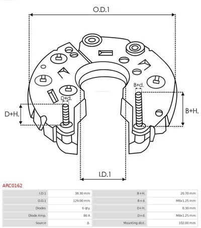 Rectificador, alternador AS-PL ARC0162