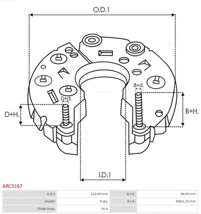 Rectificador, alternador AS-PL ARC5167