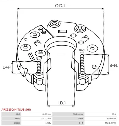 Rectificador, alternador AS-PL ARC5250(MITSUBISHI)