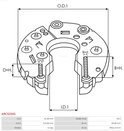 Rectificador, alternador AS-PL ARC5250S