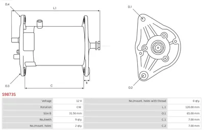 Motor de arranque AS-PL S9873S