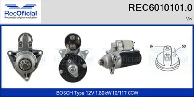 Motor de arranque Vw TRANSPORTER T4 Bus · Vw TRANSPORTER T4 Van · Vw TRANSPORTER T4 Platform/Chassis (70E, 70L, 70M, 7DE, 7DL, 7D